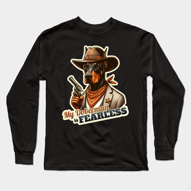 Cowboy Doberman Long Sleeve T-Shirt by k9-tee